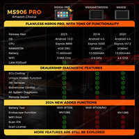 Herramienta de Escaneo OBD2 Autel MaxiSYS MS906 PRO con Bluetooth VCI, Lector de Códigos, Herramientas de Diagnóstico Profesional para Vehículos de Sistema Completo