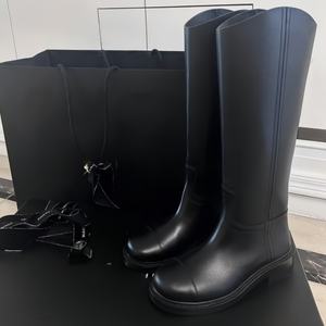 Zapatos de Mujer de Alta Calidad, Zapatos de Cuero de Diseñador de Lujo, Botas de Moda por Encima de la Rodilla, Botas Planas con Punta Redonda para Damas - Product Image 1