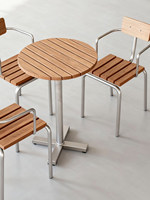 Table et chaises d'extérieur en acier inoxydable pour café, salon de thé, balcon – Ensemble table et banc