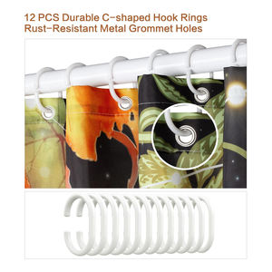 Juego de Cortinas de Baño de Tela de Poliéster Impermeable y Lavable a Máquina para Decoración del Hogar en Halloween, Navidad, Otoño y Todos los Días - Product Image 6