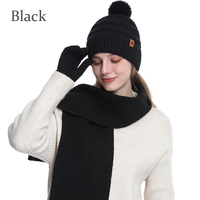 Ensemble trois pièces en laine mélangée pour l'hiver, style classique, logo personnalisé, cadeau de vacances d'hiver, vêtements de rue décontractés, gants, écharpe, bonnet