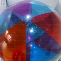 Ballon de plage gonflable transparent à blocs de couleur LED de 1 m, ballon de plage transparent pour fête au bord de la piscine/événement estival/parc aquatique/publicité