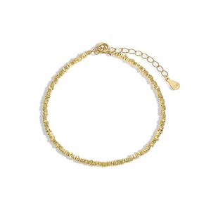 Dylam New Trendy Minimalist Design Women 925 Sterling Silver 18K Gold Plated <b>Beaded</b> <b>Bracelets</b> - Product Image 1