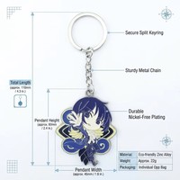 Vente en gros de marchandises d'anime haute fidélité, porte-clés en alliage de zinc fait main, personnalisé, figurine de dessin animé en émail rond