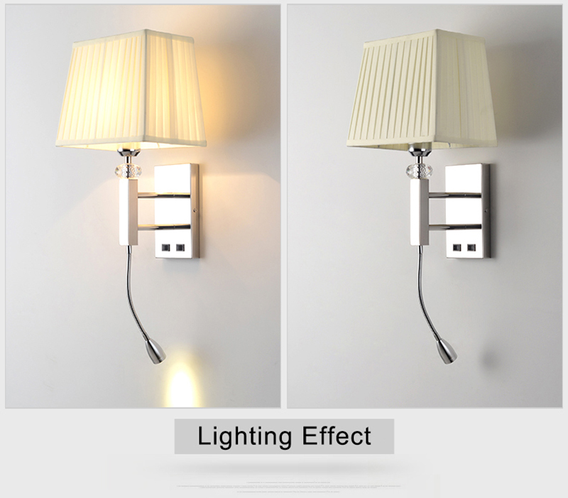 Modern Reading Wall light E27 Indoor Decorative Square Nordic Sconce Lighting Fixtures Hotel Fabric led Wall Lamp