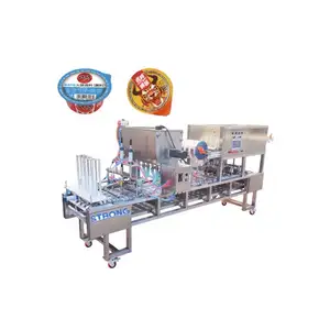 Automatische Maschine für das Befüllen von einer von vier gewürzsoßen, lockerer Soße, Erdbeersoße mit selbsterhitzung von Reisbechern kontinuierlich versiegelnd