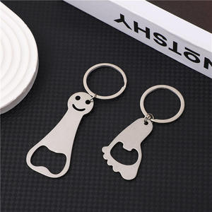 Décapsuleur de bouteille en acier inoxydable avec porte-clés, visage souriant, anneau porte-clés en métal, ouvre-bouteille portable - Product Image 1