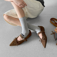 Chaussures plates confortables pour femme, à bout pointu, avec boucles à rivets et nœuds mignons, collection Printemps-Automne 2026
