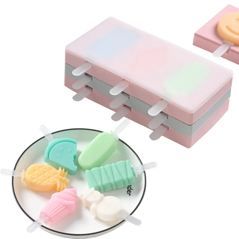 Silikon-Eisform mit Deckel Tiere Form Jelly Form Maker für Eis lutscher Formen Eiswürfel schale für Schokoriegel Dekoration