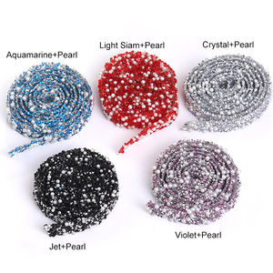 Xichuan vente en gros 1.2cm Bling auto-adhésif résine maille bandes avec perle ronde cristal strass Tube corde pour la décoration - Product Image 6