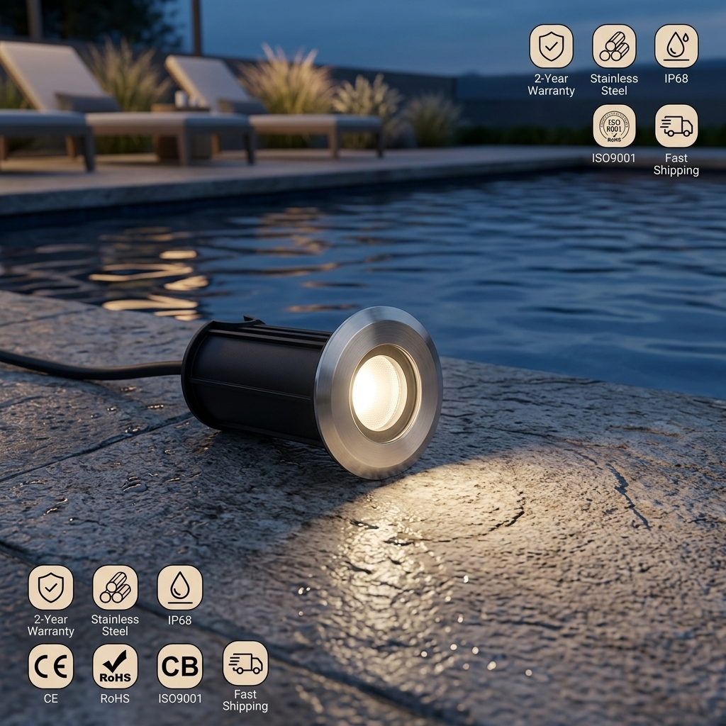 Factory Price Redessed LED Swimming Pool Light RGB 3W Recessed Underwater Lamp with IP68 Stainless Steel Waterproof Pond CCT