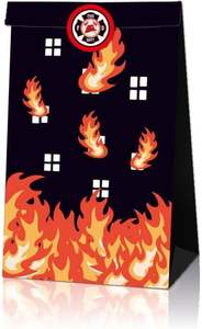 Paquet de 12 sacs de faveur de fête de <span class=keywords><strong>camion</strong></span> de pompiers sacs en papier créatifs avec des motifs de flamme et des logos <span class=keywords><strong>pour</strong></span> les fêtes d'anniversaire - Product Image 3