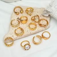 Ensemble de bagues empilables en alliage plaqué or pour femme, géométriques et irrégulières, bagues de mariage pour couple, bijoux fins et épais pour filles, à porter au quotidien