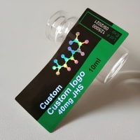 Étiquettes personnalisées brillantes holographiques imperméables avec logo OEM pour flacons de peptides en verre de 2 ml, 3 ml, 5 ml, 10 ml, autocollantes