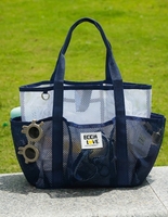 Bolso de Playa de Malla de Poliéster de Moda, Gran Capacidad, Doble Capa, Almacenamiento Dividido, Multiusos, Uso Diario, Cross-Country