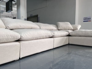 Koleksi Sofa Linen Cloud Wabi-Sabi Cozy untuk Perabot Rumah, Sofa Modular Sectional untuk Ruang Tamu - Product Image 6