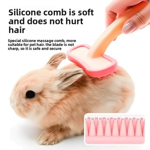 Brosse de toilettage pour lapins en silicone et gel, peigne pour poils flottants – Poils doux pour éliminer les poils lâches et réduire <span class=keywords><strong>la</strong></span> chute des poils chez les lapins nains - Product Image 2