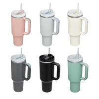 Gobelet de voiture isotherme en acier inoxydable double paroi de 40 oz grande capacité avec poignée et paille, maintien au chaud 6-12 heures, pour l'extérieur, vente en gros, deuxième génération
