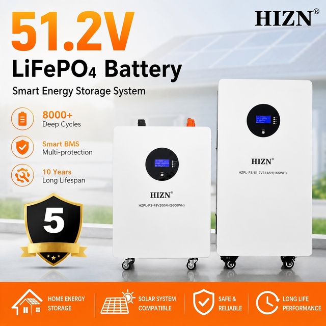 10kWh 16Kwh LiFePO4 Home Battery Storage 51.2V 200Ah 314Ah Solar Battery for Residential Solar Energy and Emergency Backup
