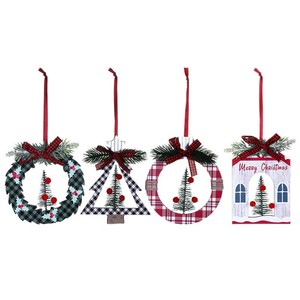 <b>Christmas</b> Wooden <b>Wall</b> Hanging Ornaments Wreath <b>Tree</b> House Shape Decorations For <b>Christmas</b> - Product Image 5