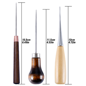 Kit de 3 aiguilles à coudre à la main en cuir avec manche en bois pour la réparation et l'artisanat du cuir - Product Image 4