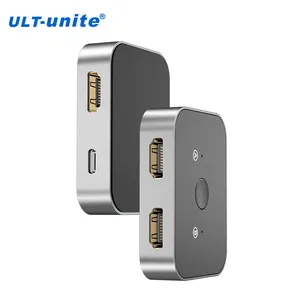 מתג מפצל HDMI יחיד ULT 2x1 2 יציאות 2 ב-1 יציאה HDMI 2.0 8K 60Hz מתג דו כיווני USB C Hub