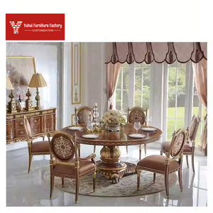 Mesa de Comedor Redonda Estilo <span class=keywords><strong>Castillo</strong></span> de <span class=keywords><strong>Windsor</strong></span>, Estilo Europeo Moderno con Paneles Tallados en Madera Sólida para Muebles de Hogar - Product Image 5