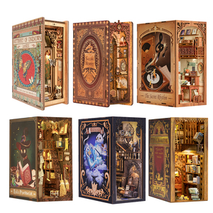 Cutebee מתנת חג המולד עבודת יד 3d פאזל עץ ספר צעצוע diy ספר נדנדה צעצוע עם בית קטן - Product Image 6