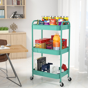รถเข็นเก็บของแบบมีล้อ รุ่นแข็งแรงทนทาน รถเข็นอเนกประสงค์โลหะพร้อมล้อ - Product Image 2