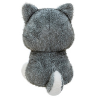 Peluche Husky Adorable en Fourrure Synthétique Effet Vison, Figurine de Chien Assise pour Vente en Gros aux Boutiques de Cadeaux, Collections de Jouets Animaux et Commandes Personnalisées