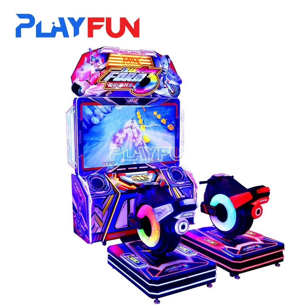 Playfun Bán hàng nóng chuyển động 2 người chơi nhỏ trẻ em đua xe mô tô trò chơi video đồng tiền hoạt động thương mại đua xe Arcade trò chơi