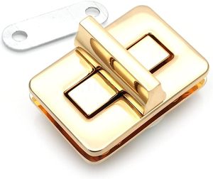 CRAFTMEMORE Pc Rectangle Twist Turn Locks <b>Purse</b> Bag Closure Clasp Leathercraft Accessory VT Gold - Product Image 1