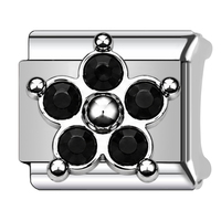 Nouveaux Breloques Italiennes à Maillons, Fleur en Cristal, DIY, Élastiques, Modulaires, Plaqué Platine, Unisexe, pour Bracelets, Breloques Soudées, Accessoires de Bijoux