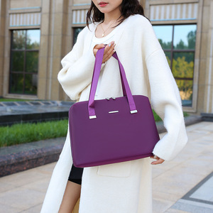 Sac à ordinateur portable imperméable, mallette à roulettes, pochette avec fermeture éclair, grande capacité, sac à main tendance pour femme, mallette en cuir - Product Image 6