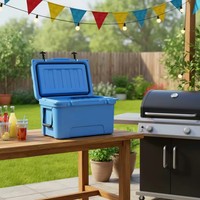Glacière rotomoulée 45QT avec joint monobloc, couvercle verrouillable et double drain pour la plage et les barbecues