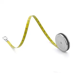 Especial Mini Silver Circular Stainless Steel metal Tape Measure 2 Meters / 6 Feet