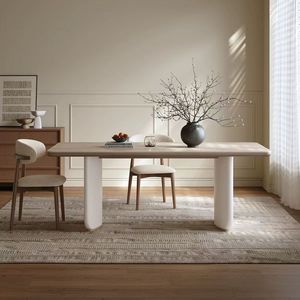 French Rock Slab Esstisch Moderner einfacher High-End-Luxus aus massivem Holz und Marmor für kleine Wohn möbel - Product Image 3