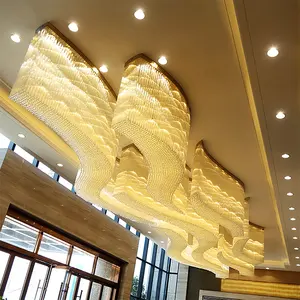 Dikdörtgen avize çağdaş büyük otel özel dikdörtgen el yapımı cam avize