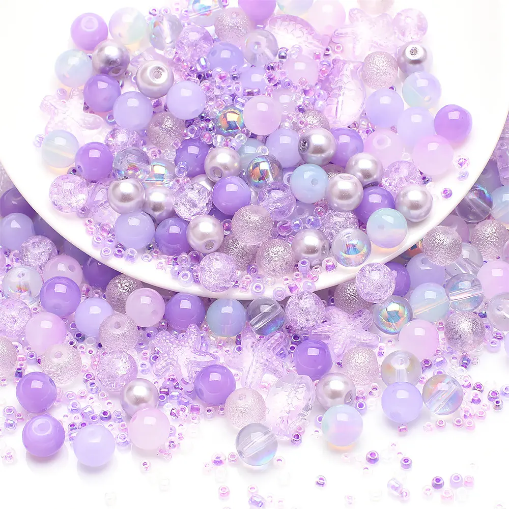 50g/Bag Mixed Color & Size & Shape Total Loose Austria Glass Seed Beads for Kids Jewelry DIY Making Accessories