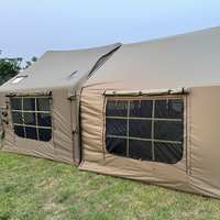 Tente gonflable FR 18 m² en tissu Oxford durable, imperméable, pour le glamping en plein air, deux chambres, grand espace, tente de camping gonflable