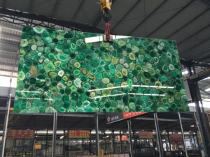 Dalles translucides en agate verte polie de luxe GOLDTOP, épaisseur 20mm/18mm, 2500x1300mm, pour murs d'accentuation lumineux, luxueuses - Product Image 6