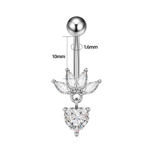 Thép Bên Ngoài Threaded Tinh Thể Bụng Nút Vòng 14G Bụng Nút Mặt Dây Chuyền Stud Piercing - Product Image 4