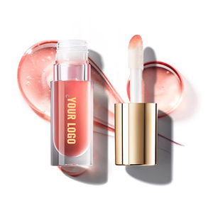 Huile à lèvres volumisante et brillante avec votre logo, <span class=keywords><strong>baume</strong></span> teinté corail transparent, fini rosé, grand applicateur, brillance fruitée, traitement pour les lèvres - Product Image 1