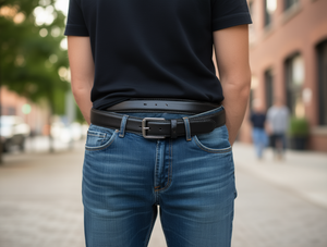 เข็มขัดผู้ชายแบบหัวเข็มขัดโลหะผสม ขอบเย็บอย่างดี ขนาด 4.0 ซม. แบบลำลอง ตัวเรือนขึ้นรูปชิ้นเดียว - Product Image 2