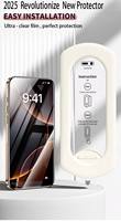 Protection d'écran en verre trempé HD anti-rayures et anti-poussière 9H avec kit d'installation rapide pour iPhone 13 14 15 16 17 18 Pro Max Plus