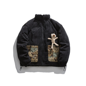 Nuovo Design Giacca in Velluto a Coste Utility da Uomo, Giacca Puffer Personalizzata con Design Orso, Giacca Invernale da Uomo in Denim Grezzo - Product Image 4