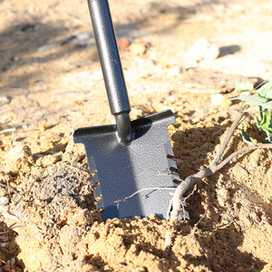 Pala detectora de metales con hoja doblemente dentada, herramienta de excavación de alta resistencia, cortadora de raíces de jardín, pala con mango en T - Product Image 6