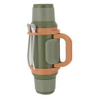 1000ml Double Couvercle Pot de Voyage Bouteille d'Eau en Acier Inoxydable Flacon à Vide avec Bombilla et Poignée