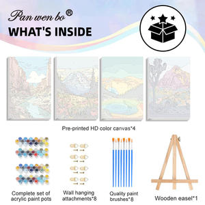 Paquete de 4 paquetes de 8x12 pulgadas <span class=keywords><strong>paisaje</strong></span> adulto Diy pintura por números Kits en lienzo Parque pintura por números lienzo dibujo con pinceles - Product Image 4