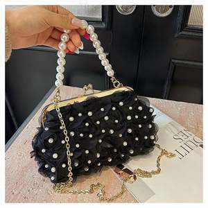 Sac à bandoulière décontracté pour femmes couleur bonbon Transparent gelée perlée perle rabat Polyester transfrontalier voyage filles - Product Image 3